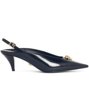Versace La Medusa Leather Slingbacks - Blue