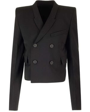 Rick Owens Cropped Wool Blazer - Black