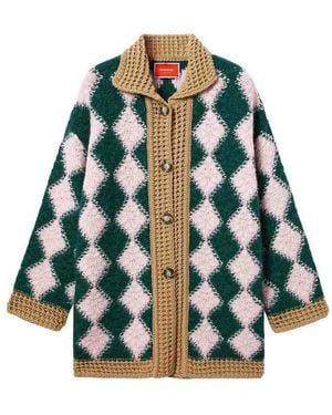 La DoubleJ Crochet Bowling Cardigan - Green