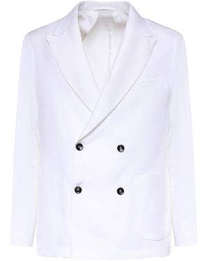 Michael Coal Double-Breasted Linen Blazer - White