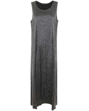Maria Calderara Crinkled Faux Leather Long Dress - Grey