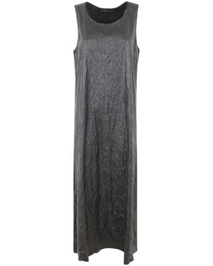 Maria Calderara Crinkled Faux Leather Long Dress - Grey