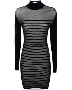 Jean Paul Gaultier Ribbed Marinier Double Mini Dress - Black