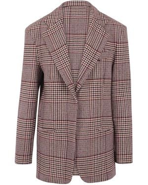 FEDERICA TOSI Single-Breasted Checked Wool Jacket - Brown