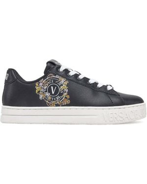 Versace Jeans Couture Court Baroque Emblem Trainers - Blue