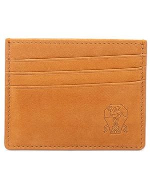 Brunello Cucinelli Nubuck Card Case - Orange