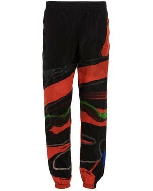 Moschino Contrast Print Nylon Joggers With Elastic Waistband - Black