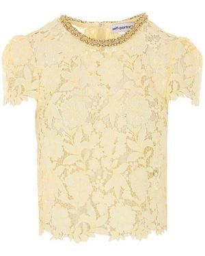 Self-Portrait Lace Top - Yellow