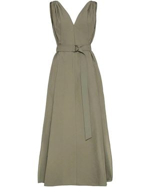 Brunello Cucinelli Belted Dress With Monili Shoulder - Green