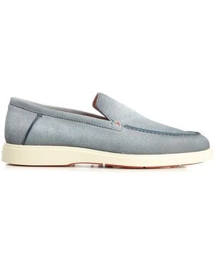 Santoni Suede Penny Loafer - Blue