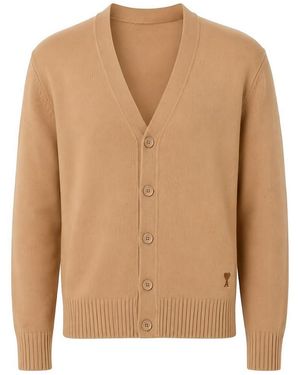 Ami Paris Ami De Cœur Logo Cardigan - Natural