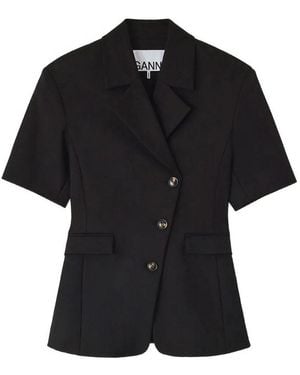 Ganni Short Sleeve Blazer - Black