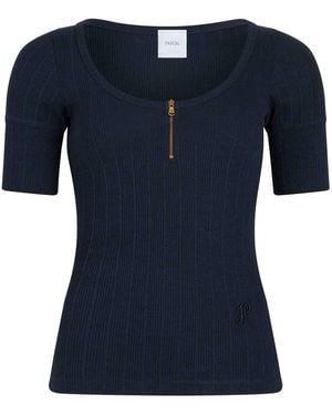 Patou Scoop-Neck Ribbed T-Shirt - Blue