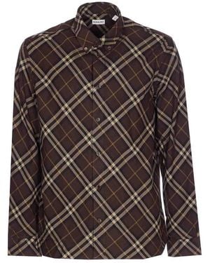 Burberry Check Shirt Frontal Buttons Closure - Brown