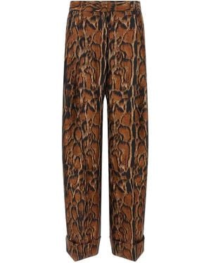 Alberto Biani Lynx Print Trousers - Brown