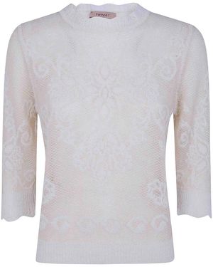 Twinset Laced Top Sweater - White
