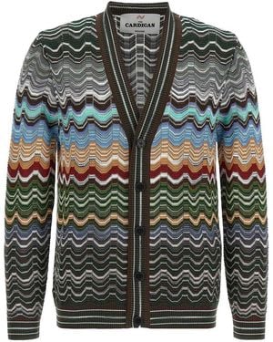 Missoni Greek Pattern Cardigan Jumpers And Cardigans - Grey