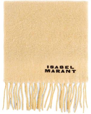 Isabel Marant Scarf With Fringes And Logo - Natural