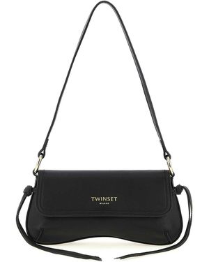 Twinset Leather Shoulder Bag - Black