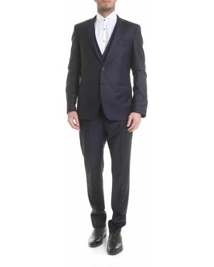 KARL LAGERFELD Dark Virgin Wool Suit - Blue