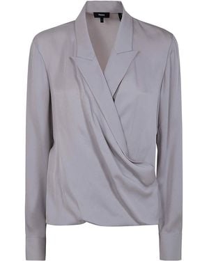 Theory Pk Lapel Wrap Blmod - Blue
