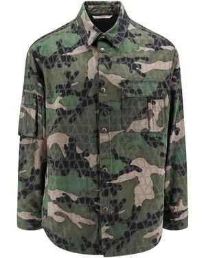 Valentino Cotton Jacket With Camouflage Motif - Gray