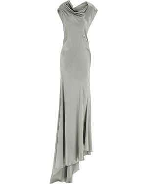 Alberta Ferretti Mermaid Silhouette Satin Evening Dress - White