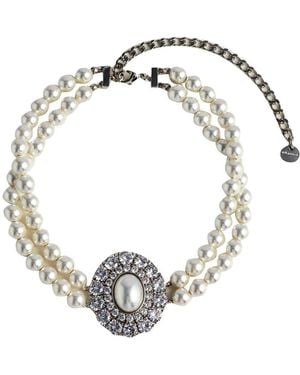 Self-Portrait Pearl Crystal Choker - Metallic