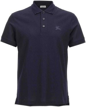 Burberry Logo Embroidery Polo Shirt - Blue