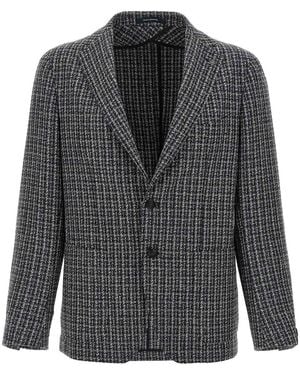 Tagliatore Wool Tweed Blazer With Peak Lapels - Grey