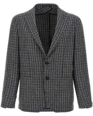 Tagliatore Wool Tweed Blazer With Peak Lapels - Grey