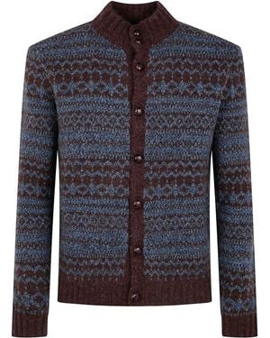 Ballantyne T Neck Cardigan - Blue