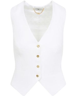 Elisabetta Franchi Linen Gilet - White