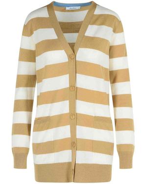 Max Mara Fiemme Virgin Wool Sand Cardigan - Metallic