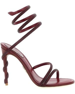 Rene Caovilla Margot Embellished Spiral Heeled Sandals - Pink