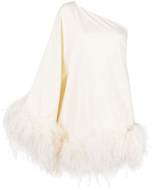 Taller Marmo Feather-Trimmed Crepe Mini Dress - White