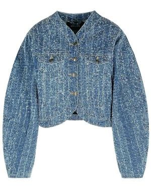 ROTATE BIRGER CHRISTENSEN Cotton Short Jacket - Blue