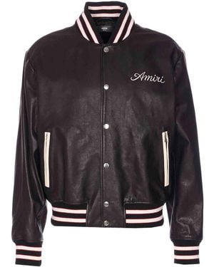 Amiri Club Leather Jacket Buttons Closure - Black