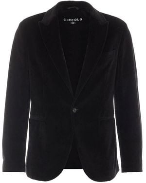 Circolo 1901 Velvet Single Breasted Button Jacket - Black