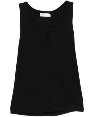 Victoria Beckham Cotton And Linen Blend Split Tank Top - Black