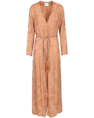 forte_forte Fluid Bouquet Jacquard Long Sleeves Dress - Natural