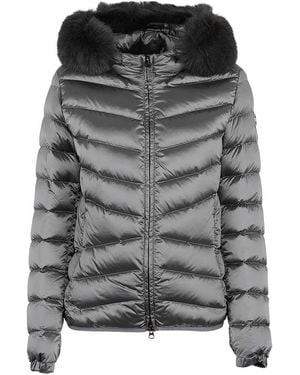 Colmar Quilted Down Jacket With Faux Fur - Gray