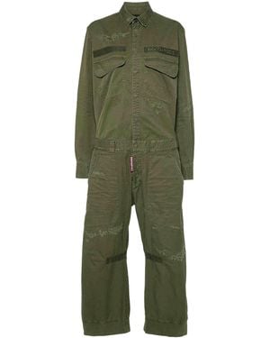 DSquared² Overdyed Twill Military Jumpsuit - Green