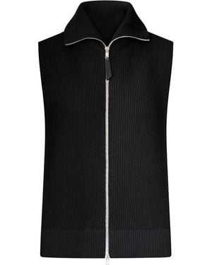 Maison Margiela Ribbed Knit Zip-Up Vest - Black