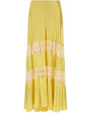 Alberta Ferretti Lace Insert Skirt - Yellow