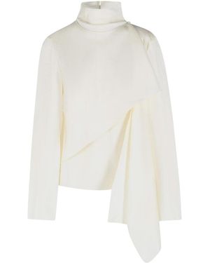 Rhea Costa Silk Scarf Blouse - White