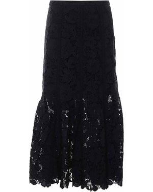 Self-Portrait Lace Midi Skirt - Black