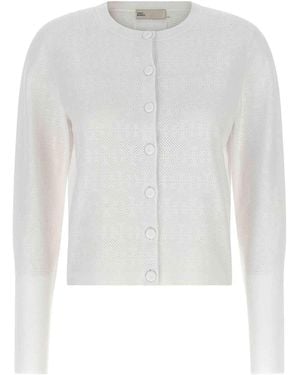 Tory Burch Pointelle Viscose Cardigan - White