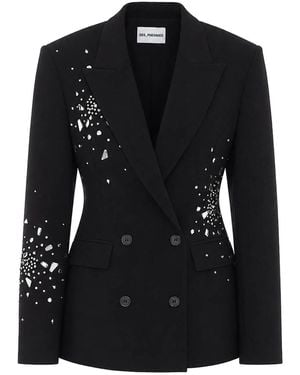 Des Phemmes Crystals Double Breasted Jacket - Black
