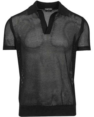Tom Ford Knitted Polo Shirt - Black